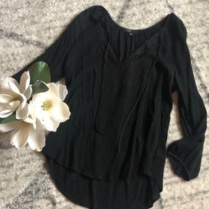 VICI Black boho peasant top
